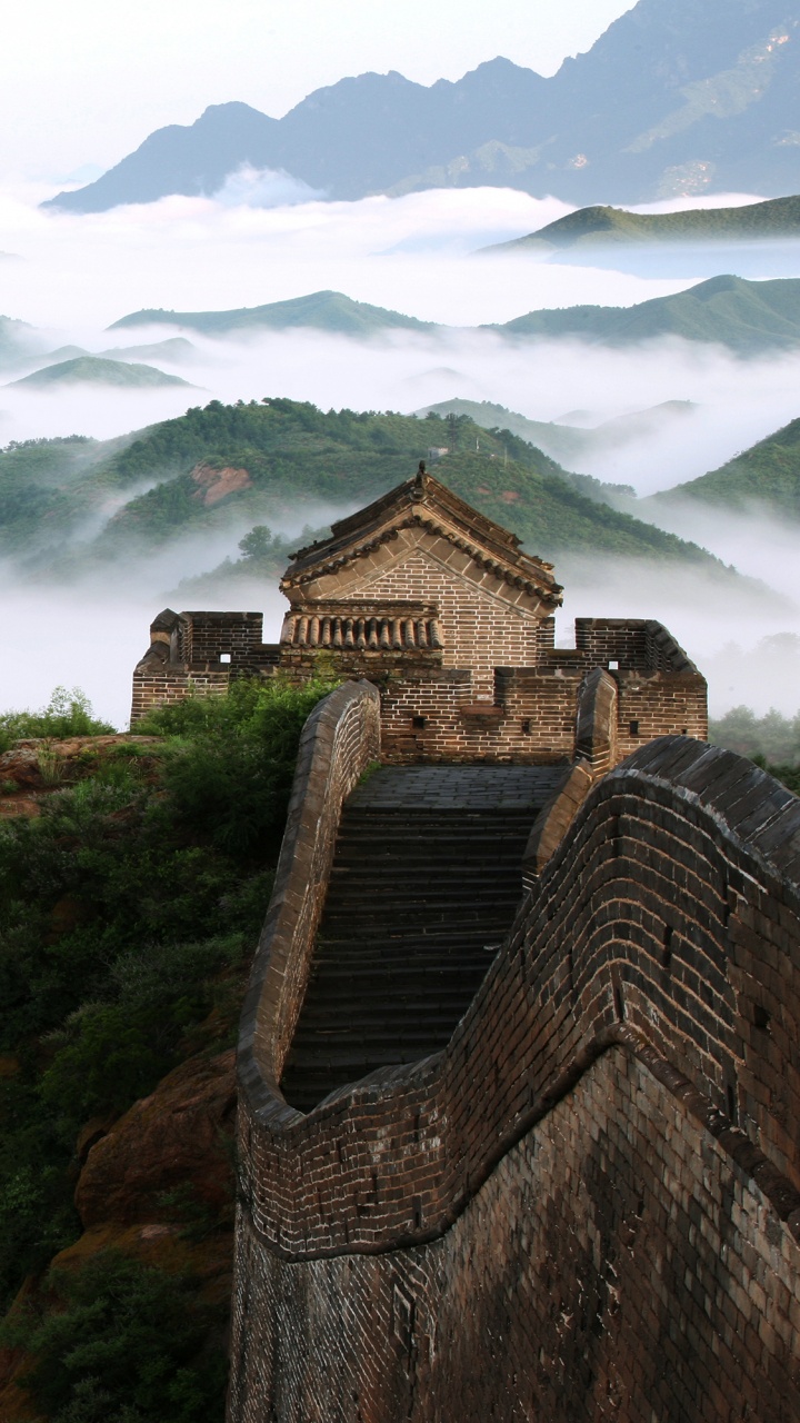 Обои великая Китайская стена, гора, нагорье, горная станция, достопримечательность в разрешении 720x1280