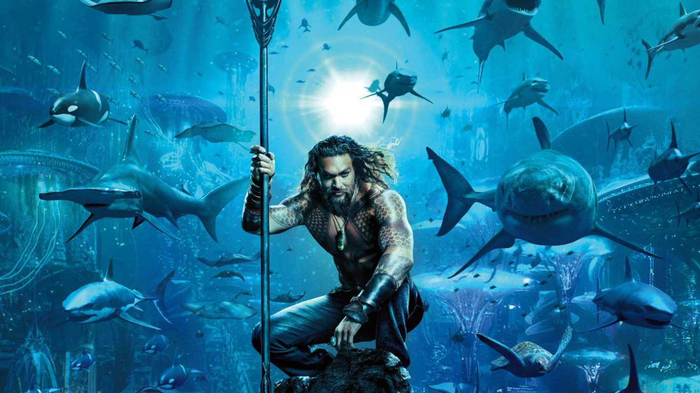 Обои Аквамен, мера, супергерой, комиксы dc, вода в разрешении 1366x768