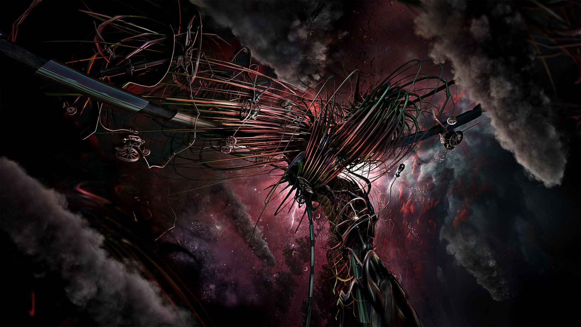 Обои космос, видеоэффекты, взрывчатое вещество, тьма, спецэффекты в разрешении 1920x1080