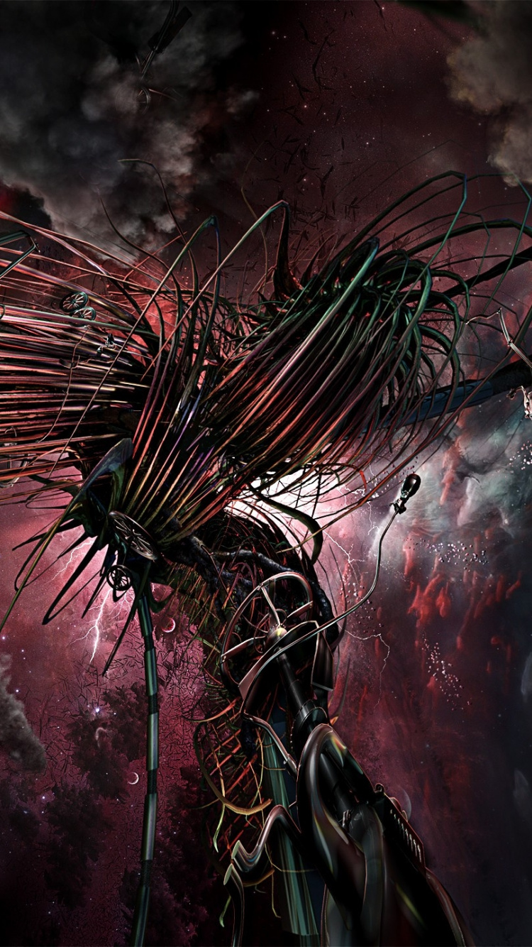 Обои космос, видеоэффекты, взрывчатое вещество, тьма, спецэффекты в разрешении 750x1334