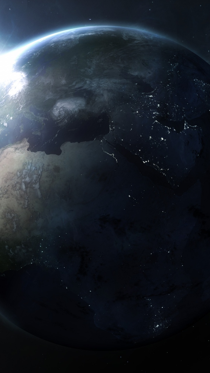 Обои астрономический объект, атмосфера, темнота, космическое пространство, планета в разрешении 720x1280