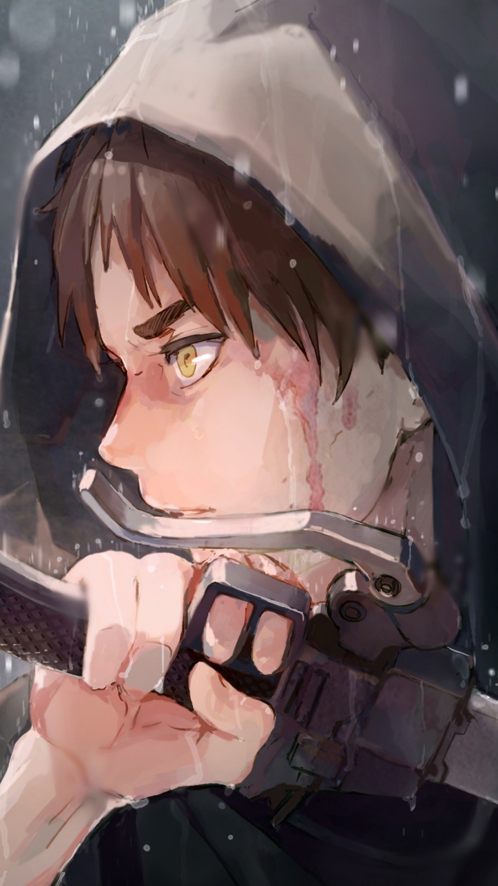 Обои эрен йегер, нападение на титан, аниме, Реквием дер Morgenrte, зима в разрешении 720x1280