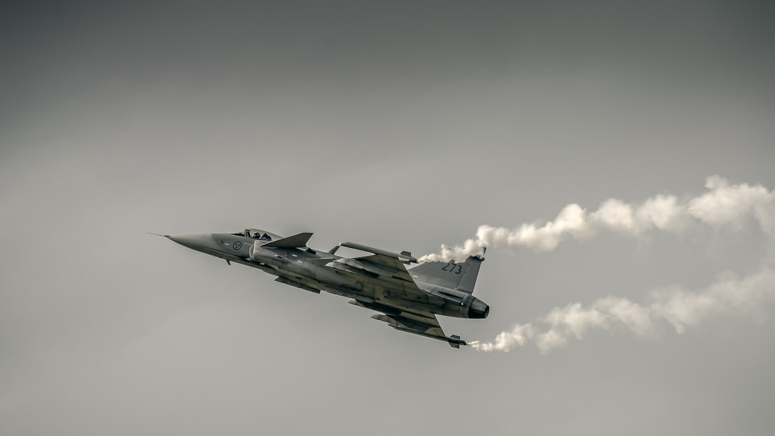 Обои Сааб jas 39 Грипен, самолет, самолеты, военный самолет, авиация в разрешении 2560x1440