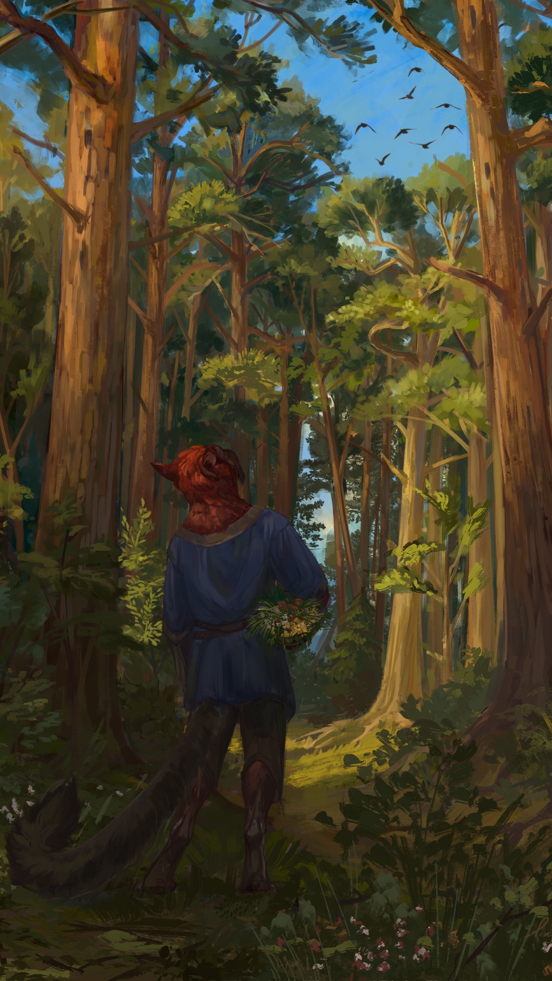 Обои иллюстрация, дерево, окружающая среда, джунгли, лес в разрешении 1080x1920