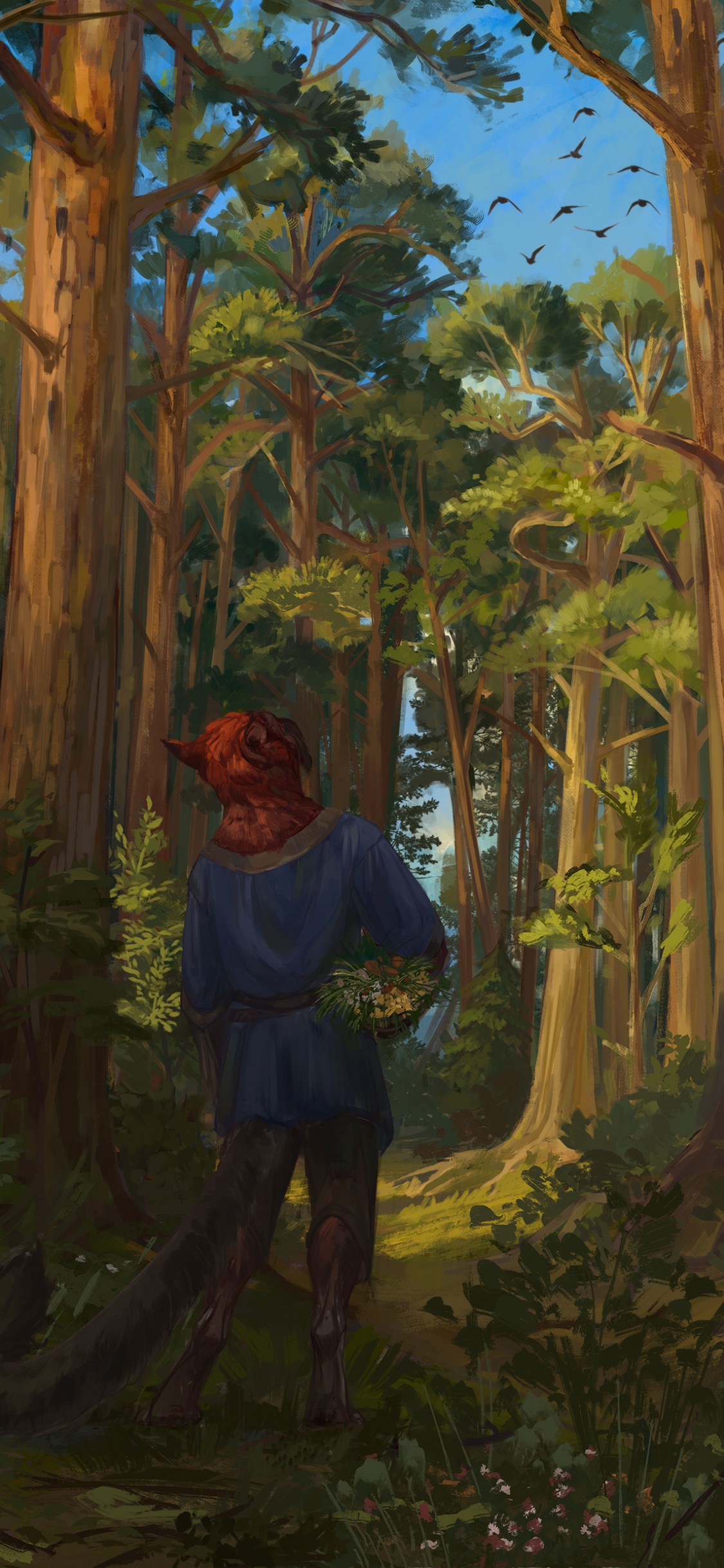 Обои иллюстрация, дерево, окружающая среда, джунгли, лес в разрешении 1125x2436