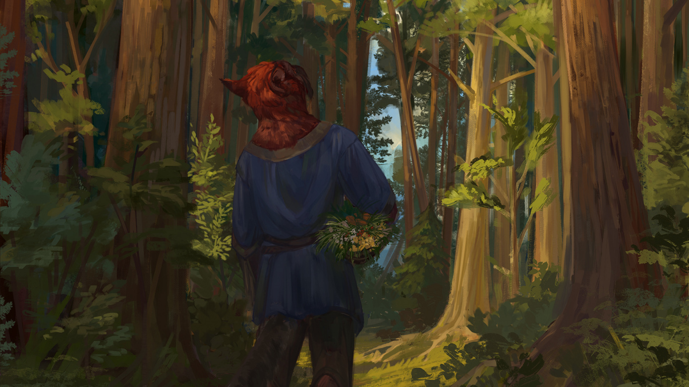 Обои иллюстрация, дерево, окружающая среда, джунгли, лес в разрешении 1366x768