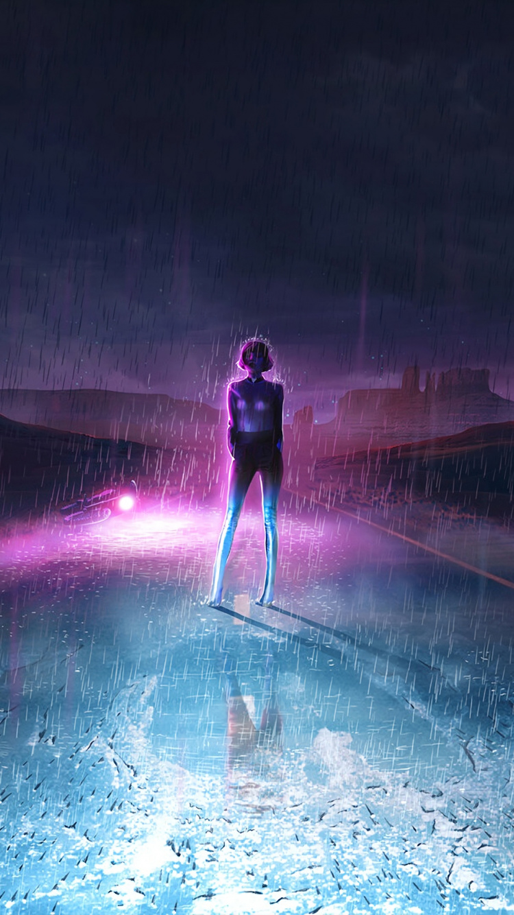 Обои иллюстрация, пурпур, синий, вода, свет в разрешении 750x1334