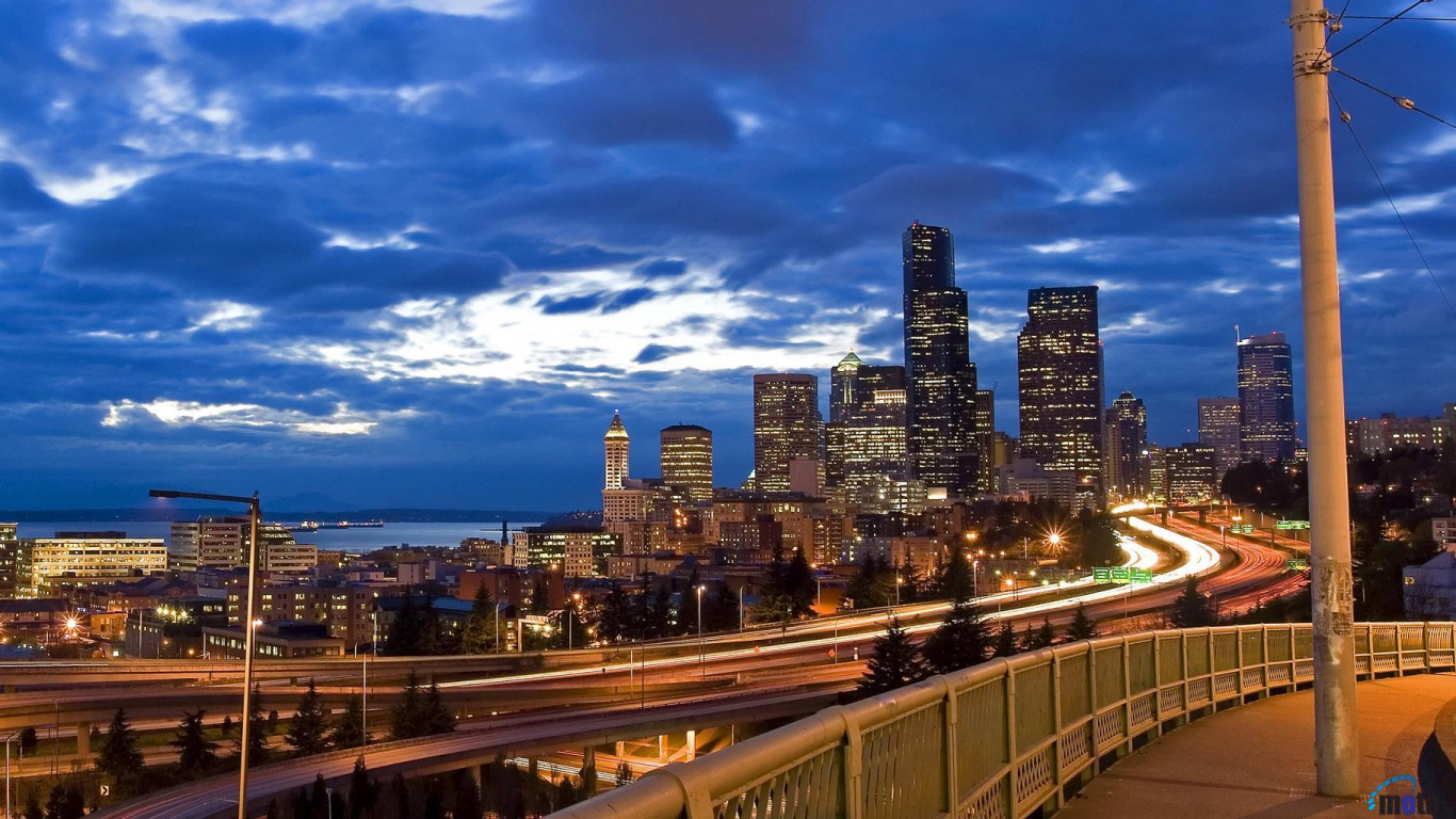 Обои городской пейзаж, город, городской район, линия горизонта, метрополия в разрешении 1366x768