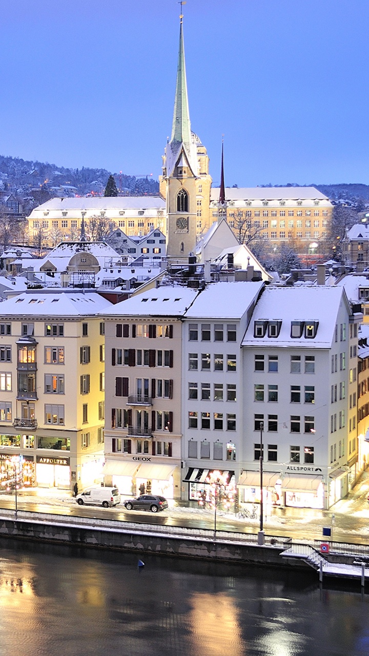 Обои Zrich, ориентир, город, отражение, городской пейзаж в разрешении 720x1280