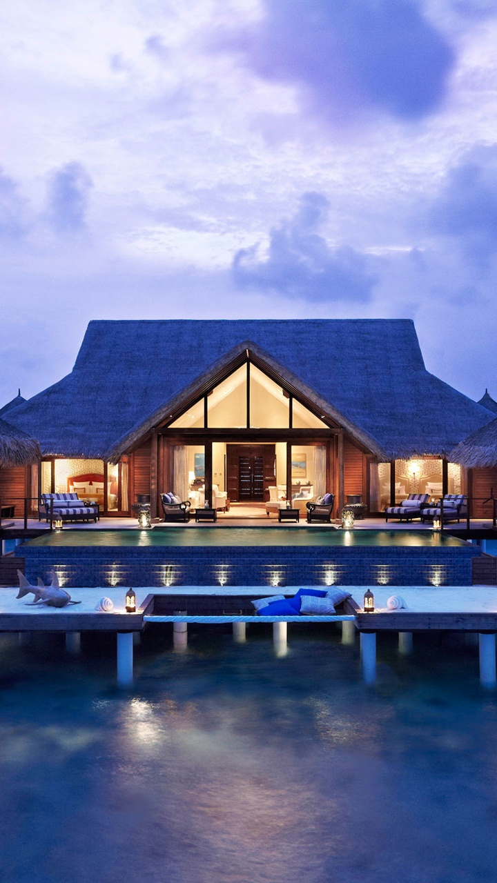 Обои Тадж Экзотика Резорт Спа Мальдивы, отпуск, прибежище, свойство, тропическая зона в разрешении 720x1280