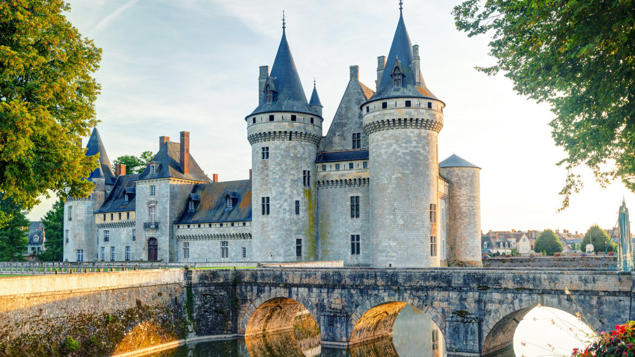 Обои Chteau де Сюлли-сюр-Луар, Луара, Chteaux долины Луары, замок, водный путь в разрешении 1280x720