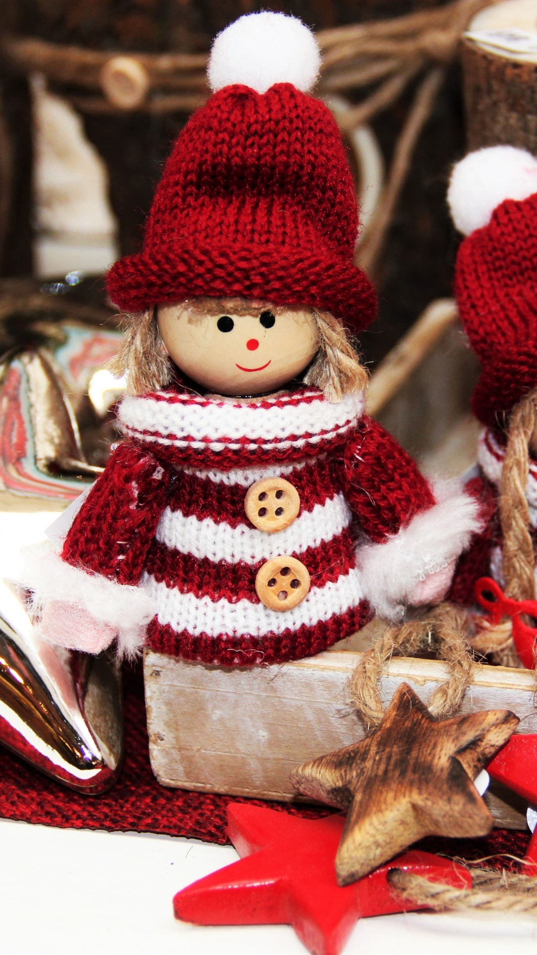 Обои Рождественский день, Санта-Клаус, Рождество, рождественский орнамент, игрушка в разрешении 1080x1920