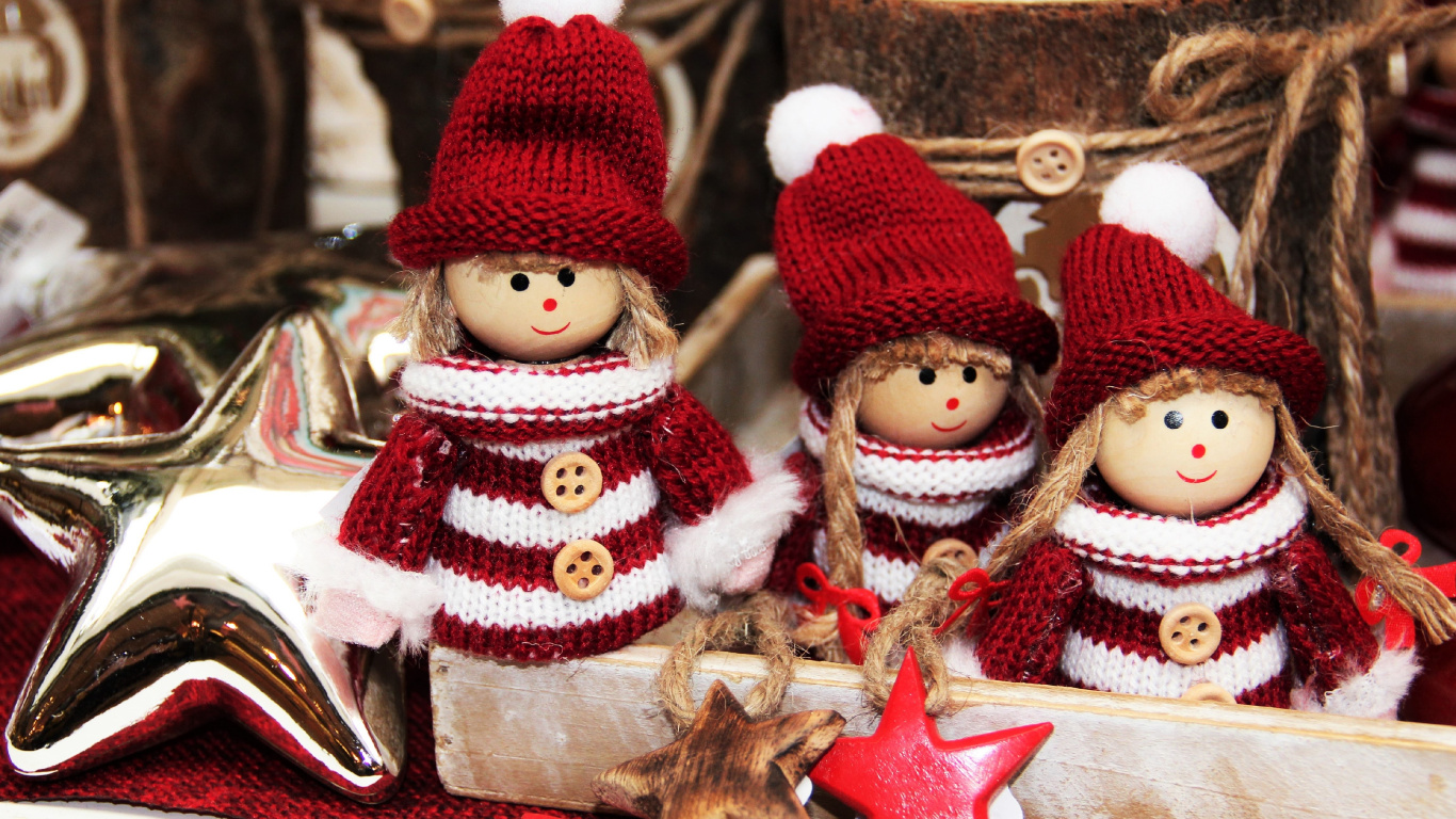 Обои Рождественский день, Санта-Клаус, Рождество, рождественский орнамент, игрушка в разрешении 1366x768