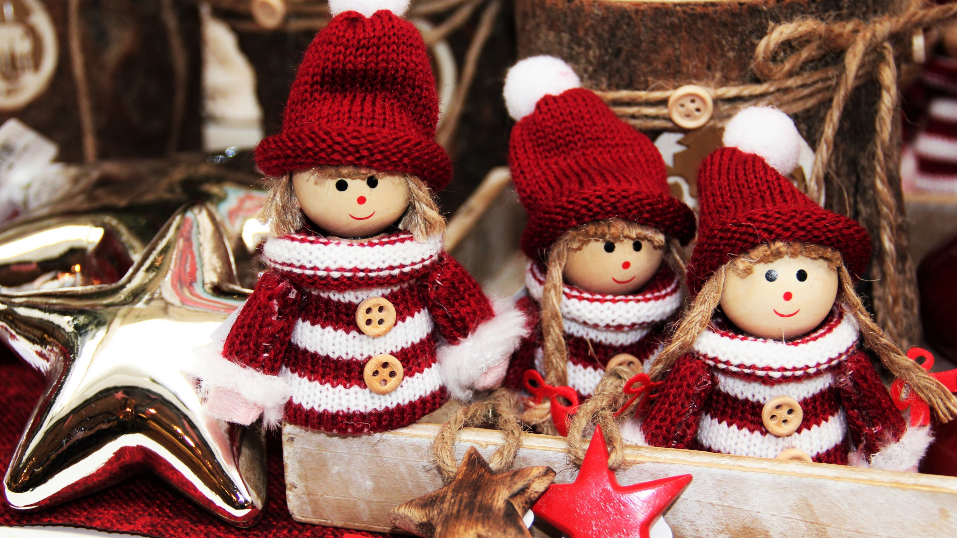 Обои Рождественский день, Санта-Клаус, Рождество, рождественский орнамент, игрушка в разрешении 1920x1080