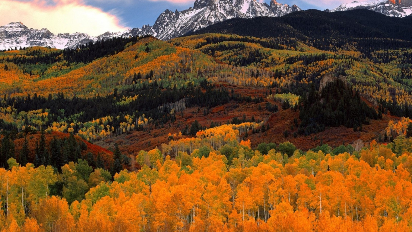 Обои гора, осень, природа, лист, дерево в разрешении 1366x768