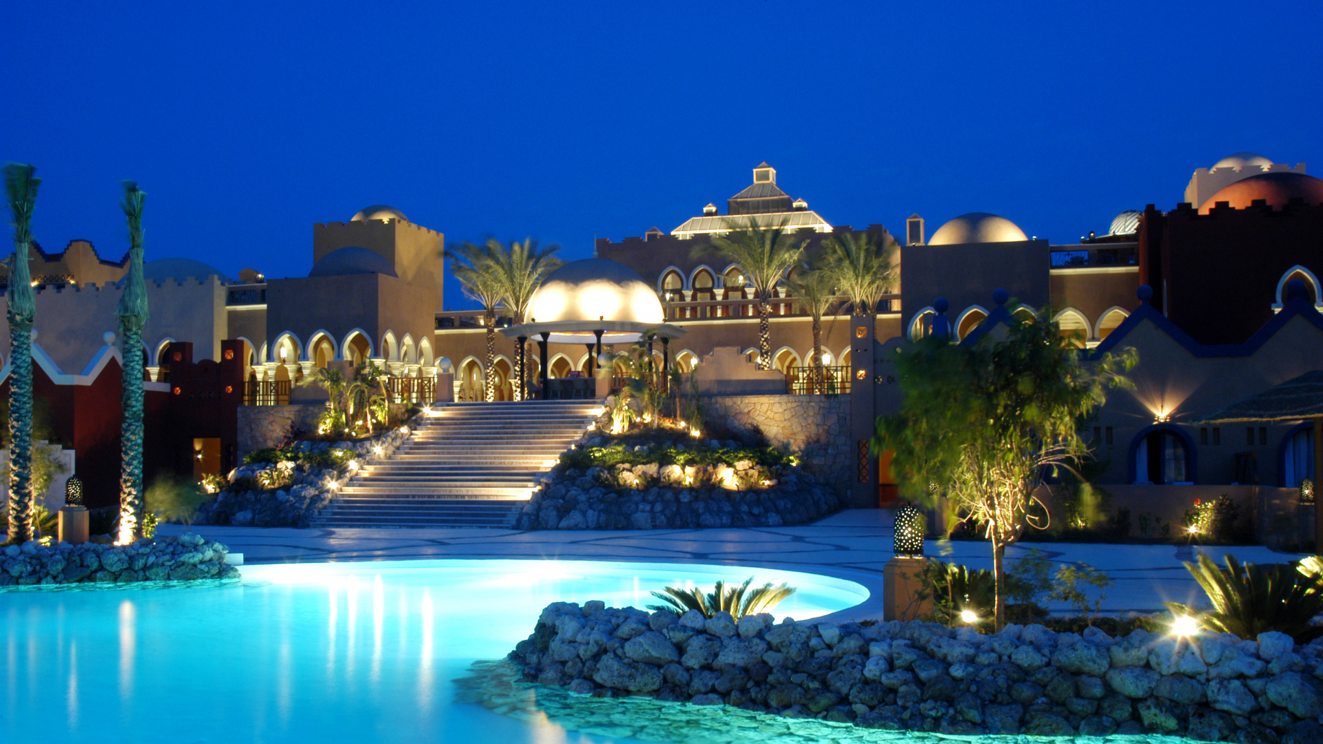 Обои Отель Гранд Макади, прибежище, пляж, плавательный бассейн, вода в разрешении 1920x1080
