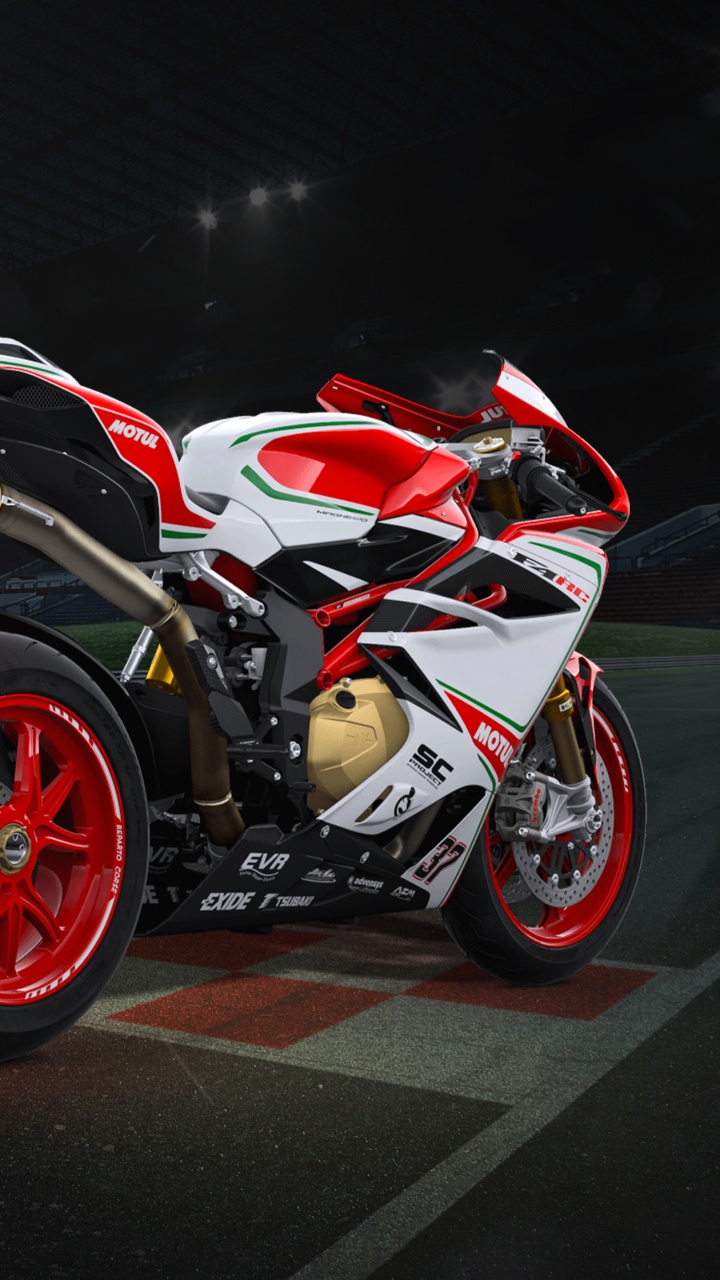 Обои mv agusta, мотоцикл, спортивный мотоцикл, красный цвет, авто в разрешении 720x1280