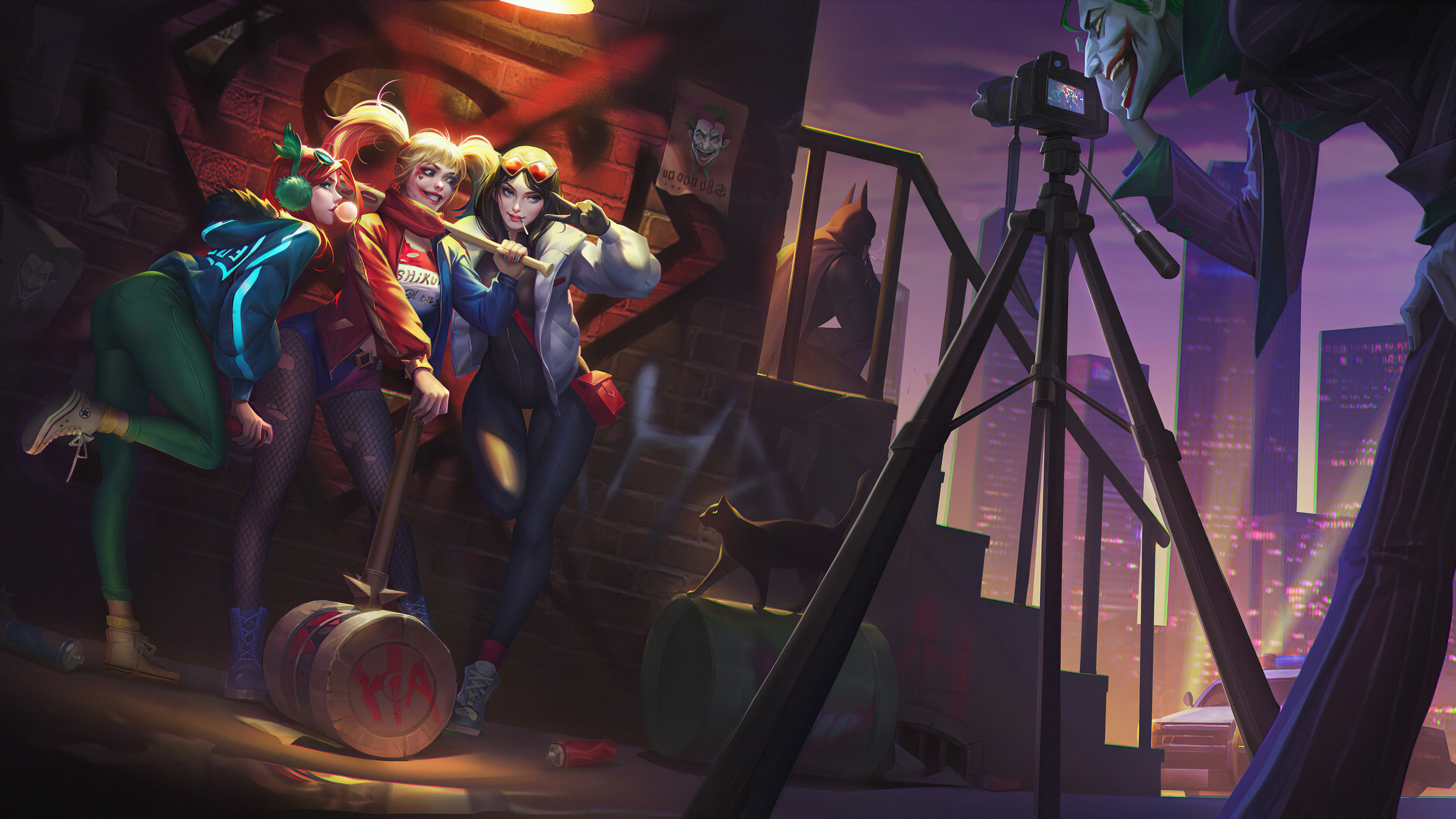 Обои перформанс, музыка, комиксы, ГотэмСити, концертный зал в разрешении 2560x1440