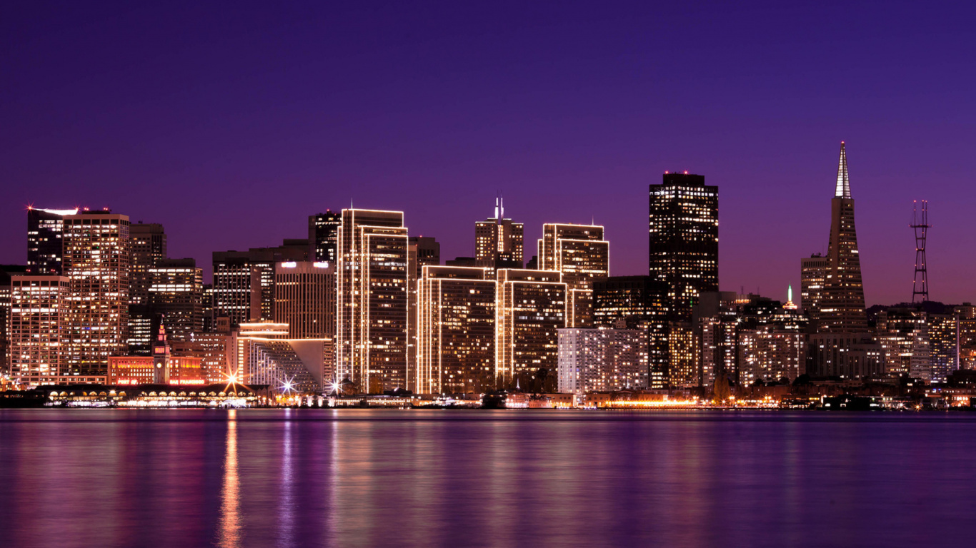 Обои город, городской пейзаж, линия горизонта, метрополия, городской район в разрешении 1366x768