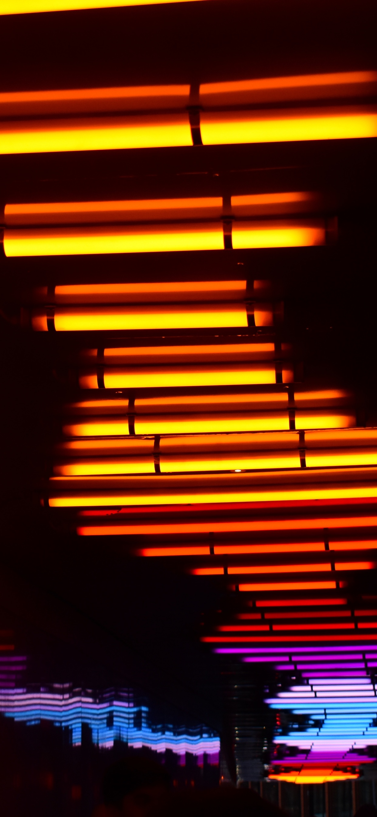 Обои лестница, ночь, потолок, темнота, полутона и оттенки в разрешении 1242x2688