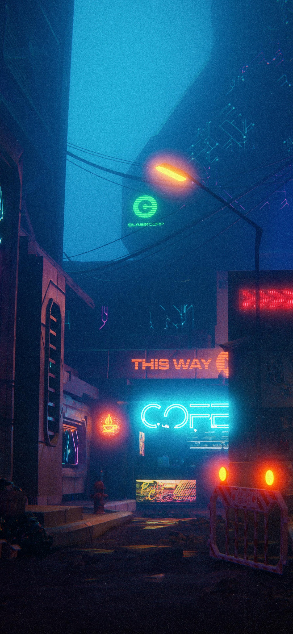 Обои неон, автомобильное освещение, здание, свет, пурпур в разрешении 1242x2688