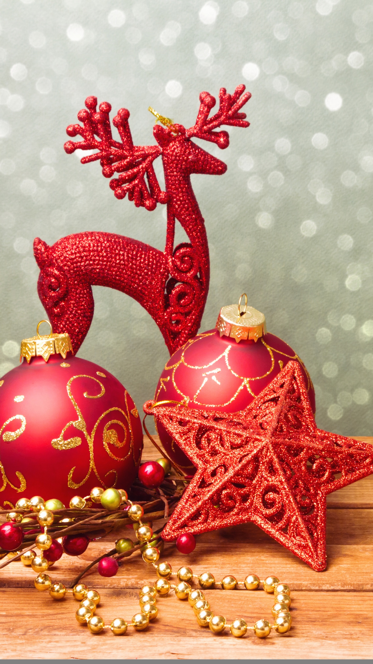 Обои Рождественский день, Рождественские украшения, рождественский орнамент, праздник, Рождество в разрешении 1440x2560