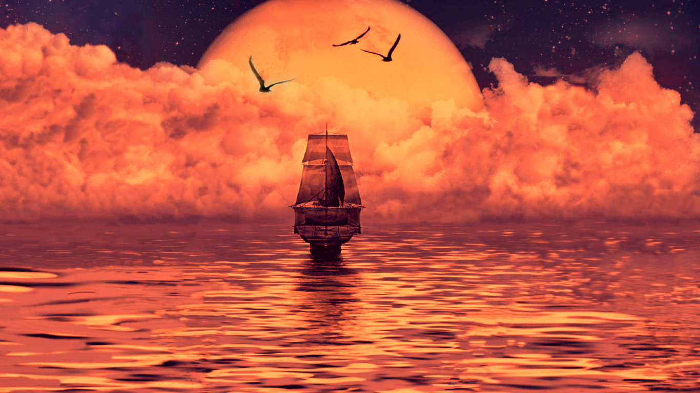 Обои творческое море, абстрактное искусство, арт, дизайн, артист в разрешении 1366x768