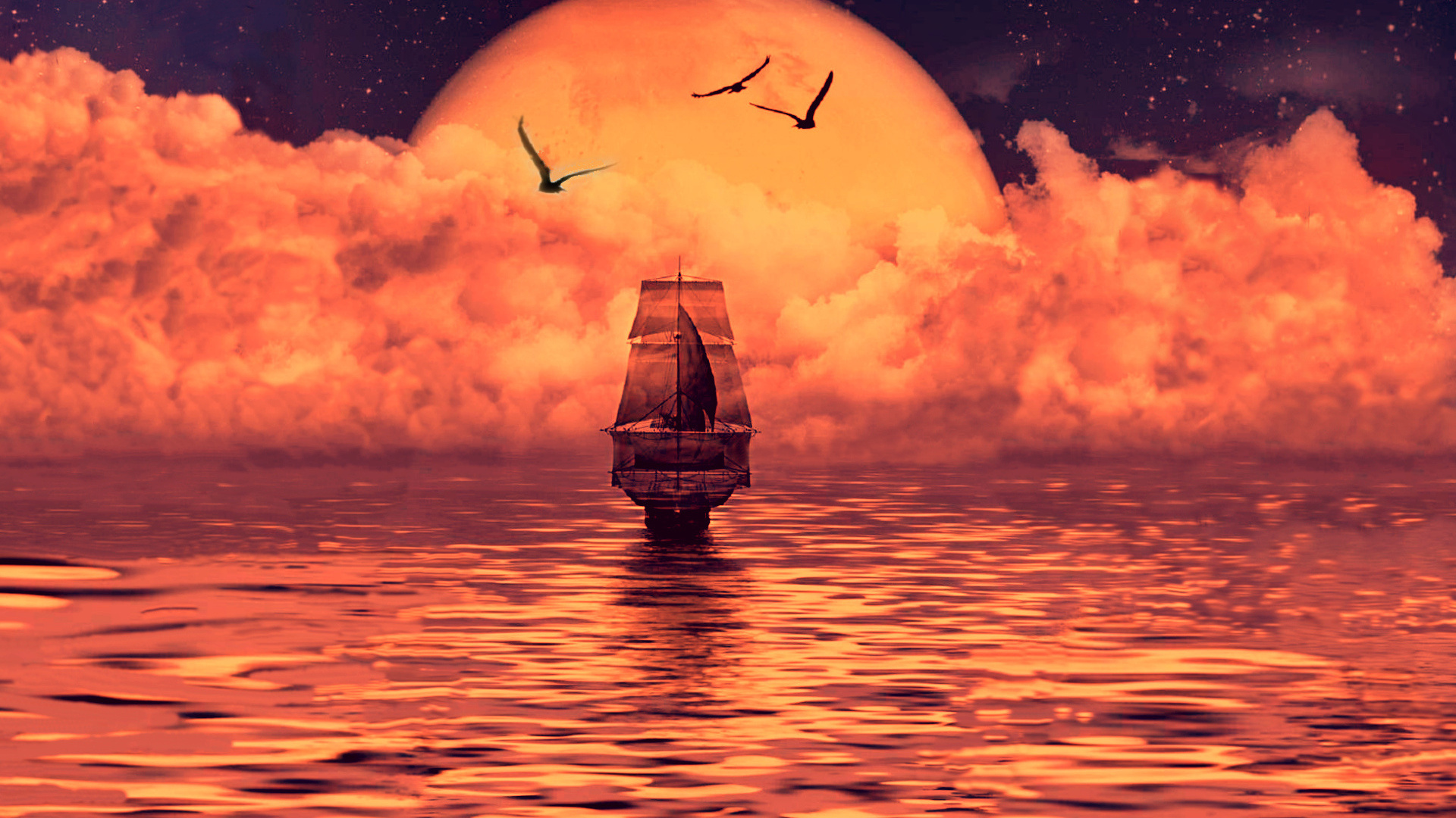 Обои творческое море, абстрактное искусство, арт, дизайн, артист в разрешении 1920x1080