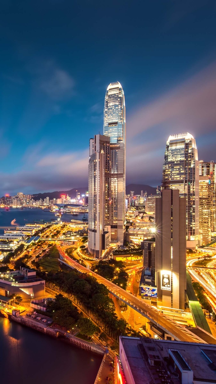 Обои Гонконг, городской пейзаж, город, городской район, метрополия в разрешении 720x1280