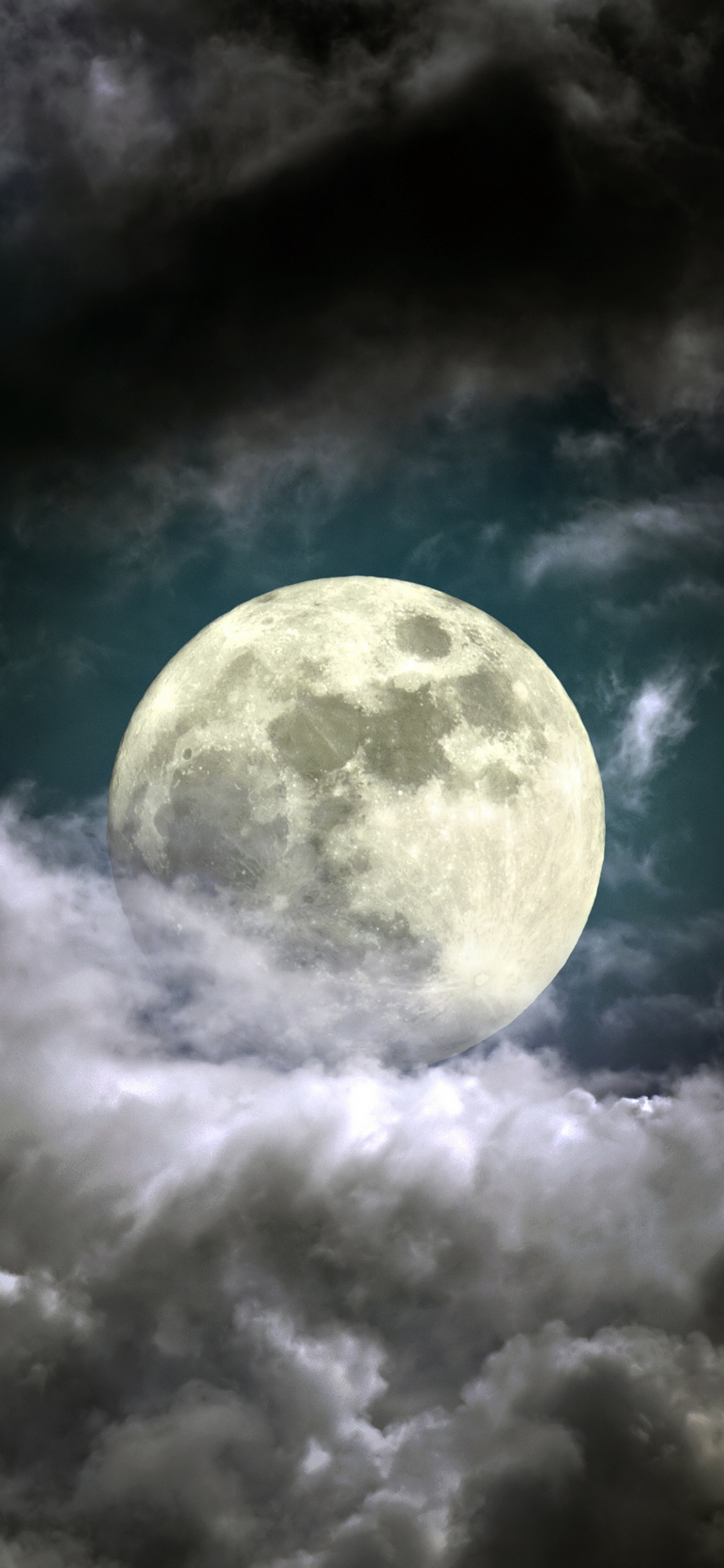 Обои луна, суперлуние, облако, ночное небо, природа в разрешении 1125x2436