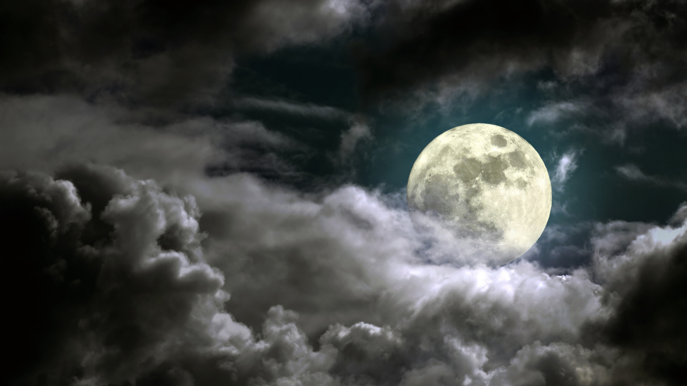 Обои луна, суперлуние, облако, ночное небо, природа в разрешении 1366x768