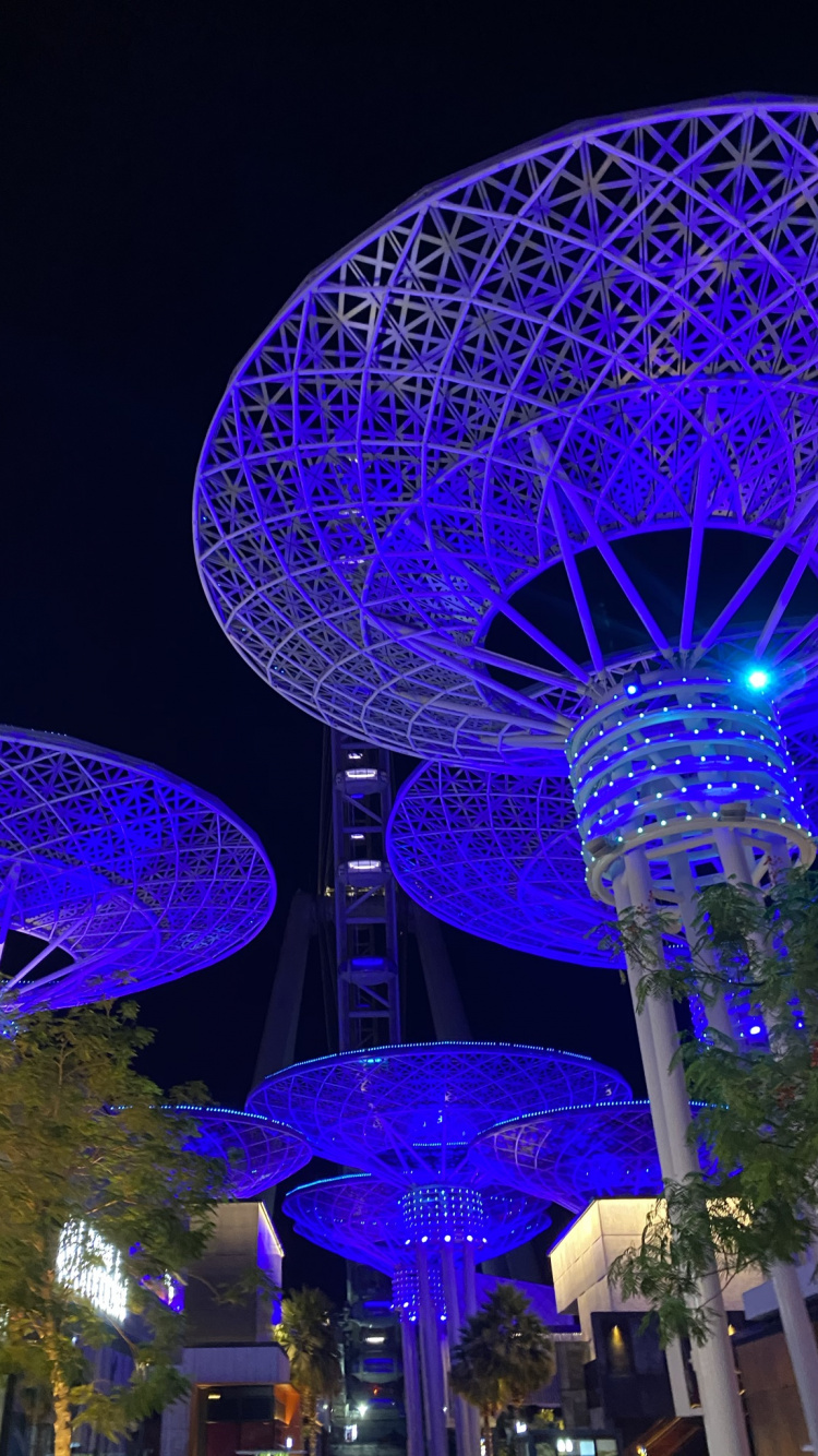 Обои Сингапур, ориентир, мажорель синий, достопримечательность, электричество в разрешении 750x1334