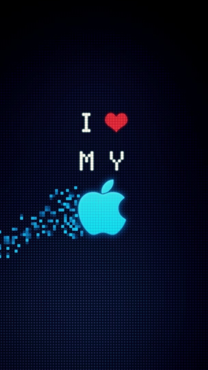 Обои любовь моя яблоко, apple, синий, черный, свет в разрешении 720x1280