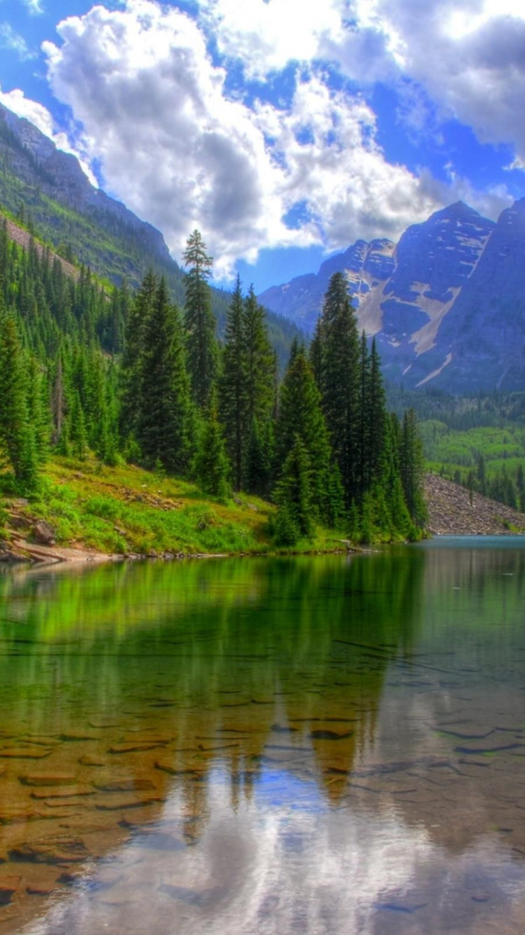 Обои природа, отражение, природный ландшафт, горный рельеф, гора в разрешении 750x1334