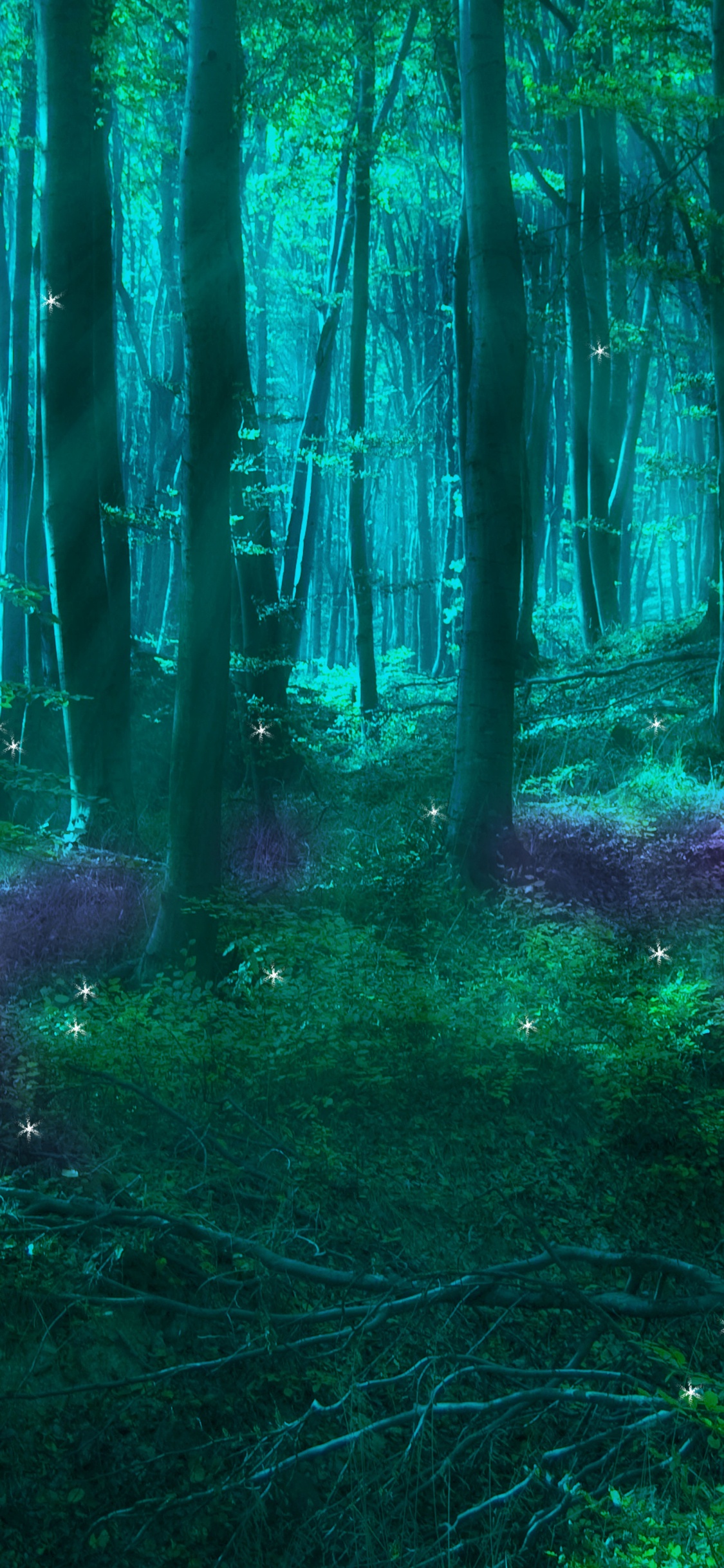 Обои зачарованный лес, фея, лес, природа, зеленый в разрешении 1125x2436
