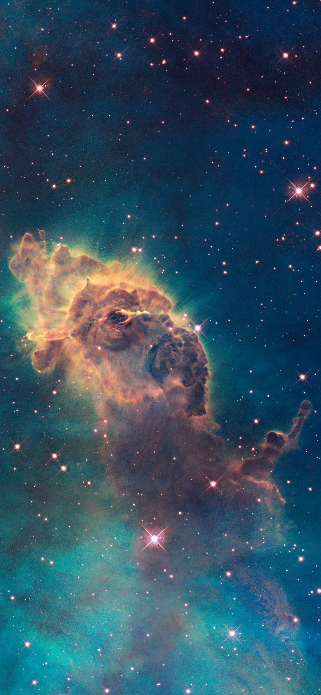 Обои туманность киля, туманность, Галактика, звезда, космический телескоп Хаббл в разрешении 1125x2436