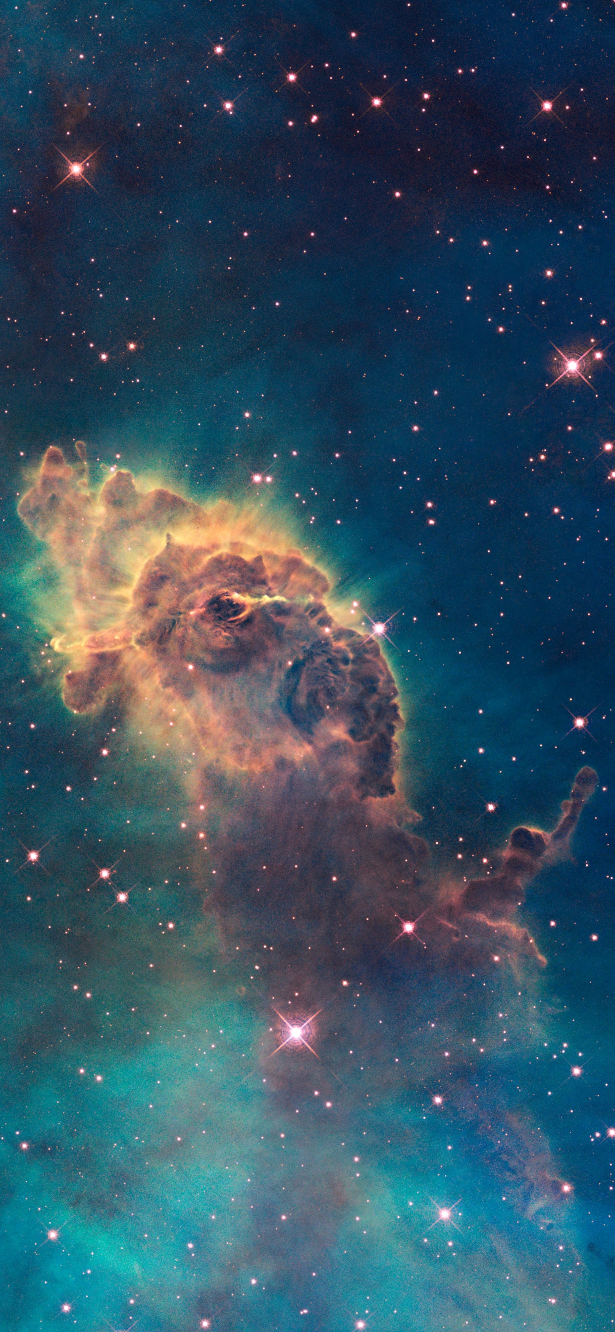 Обои туманность киля, туманность, Галактика, звезда, космический телескоп Хаббл в разрешении 1242x2688