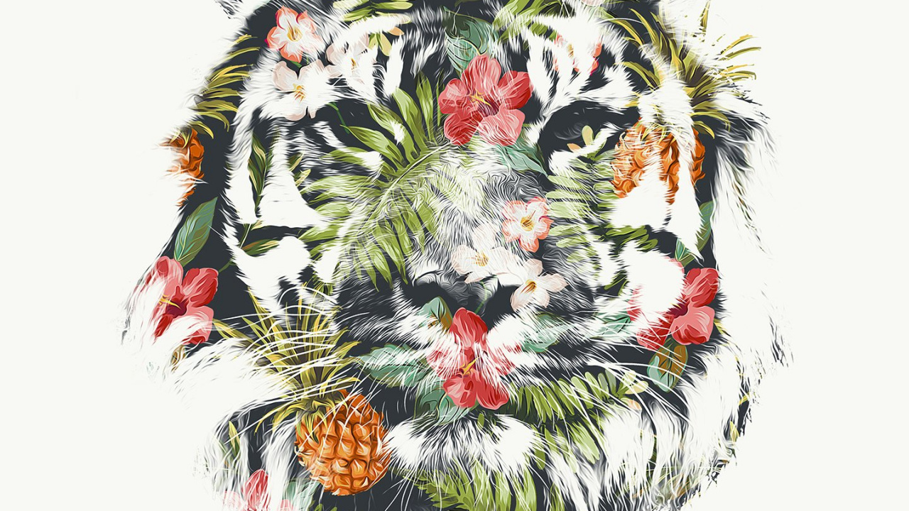 Обои футболка, балахон, футболка тропический, одежда, эскимосский тропический тигр в разрешении 1280x720