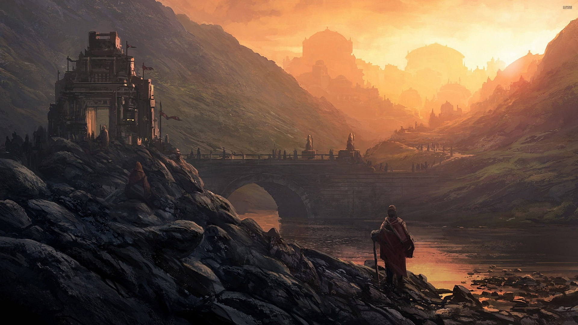 Обои пейзаж, гора, восход солнца, местность, рассвет в разрешении 1920x1080