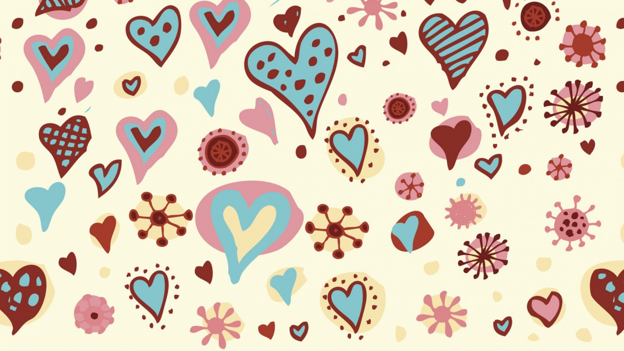 Обои сердце, узор, дизайн, картинка, иллюстрация в разрешении 1280x720