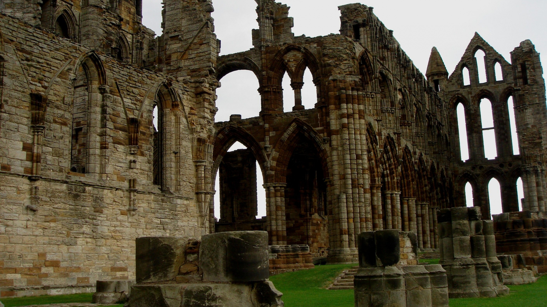Обои аббатство Уитби, средневековая архитектура, развалины, аббатство, древняя история в разрешении 1920x1080