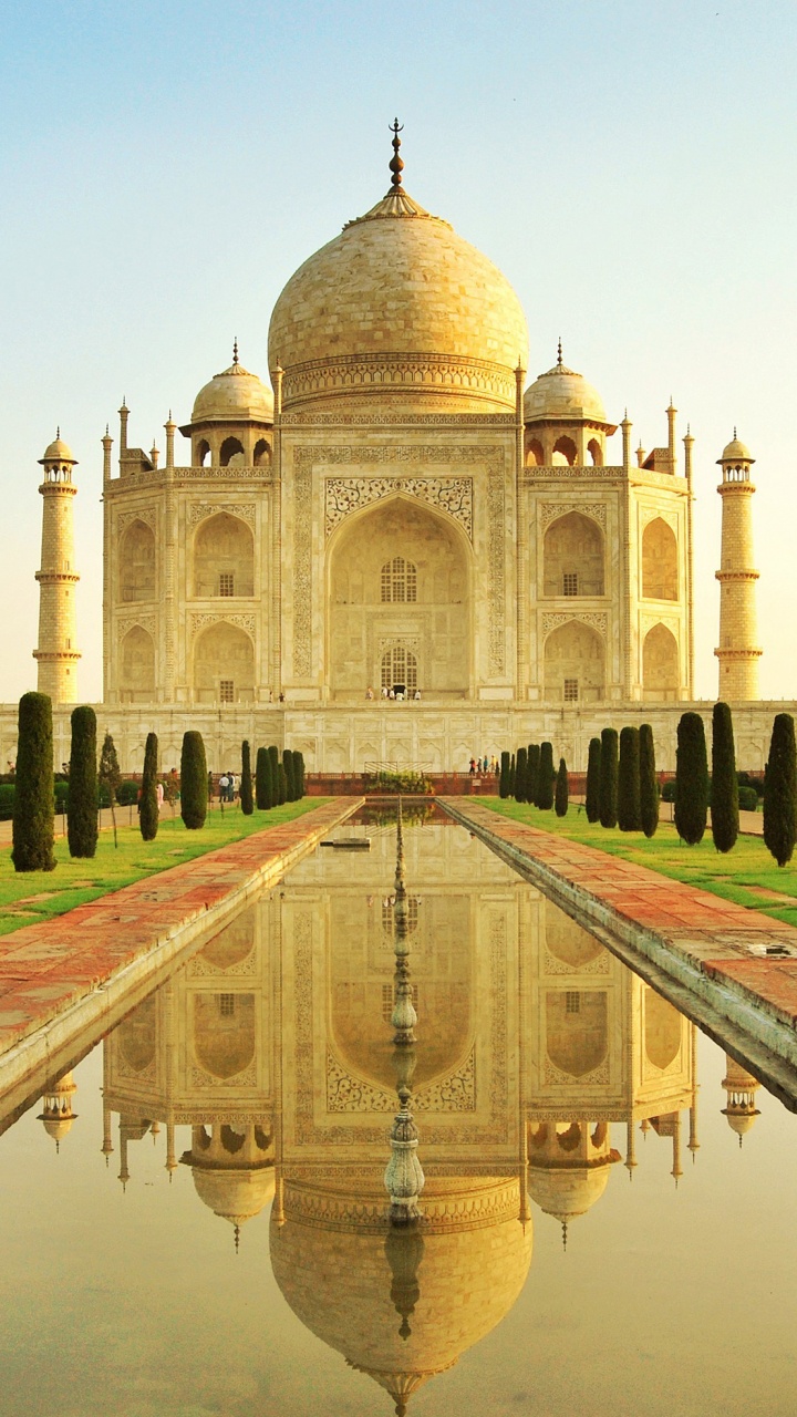 Обои Тадж-Махал, Новые семь чудес света, ориентир, отражение, историческое место в разрешении 720x1280