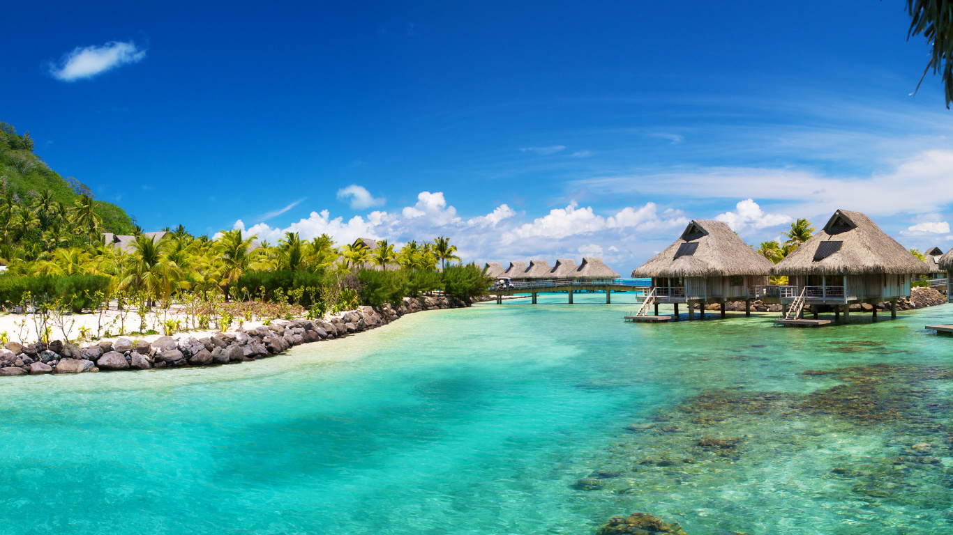 Обои борабора, Остров, курортный остров, тропическая зона, Карибский бассейн в разрешении 1366x768