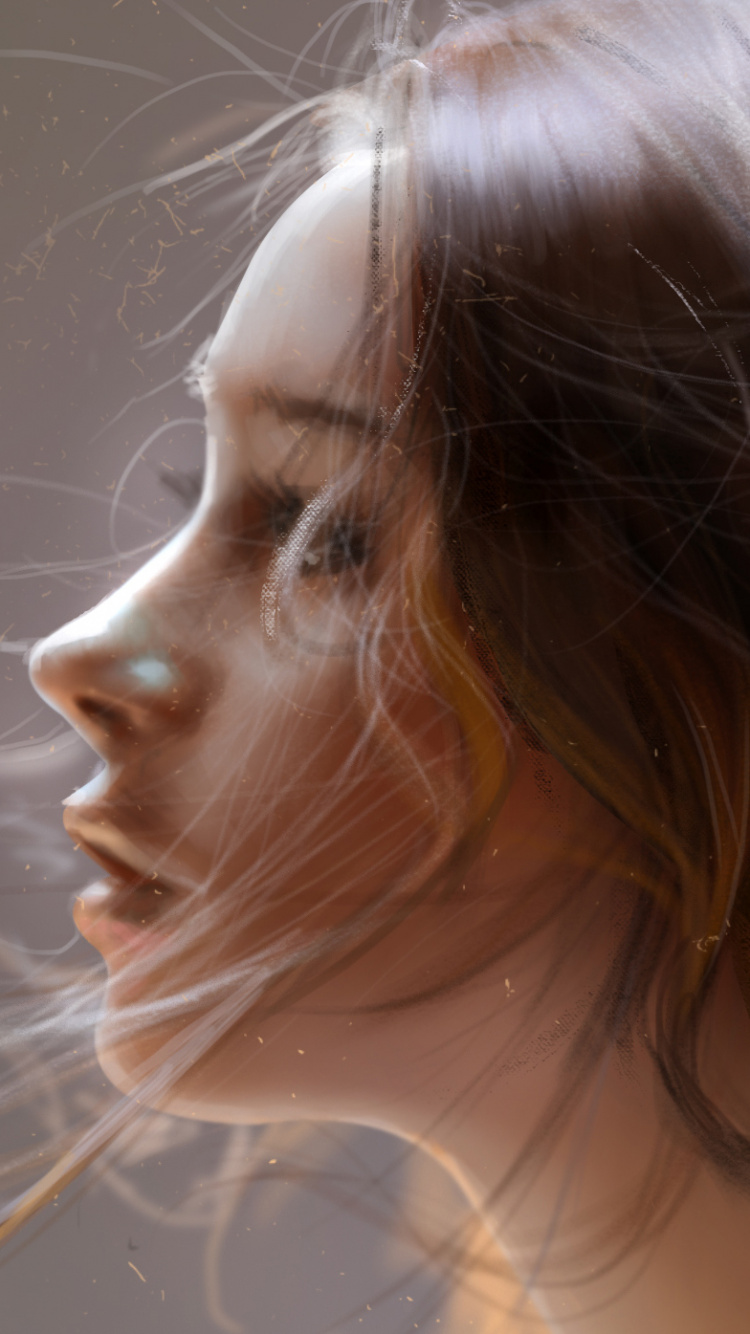 Обои портрет, арт, цифровое искусство, рисование, живопись в разрешении 750x1334