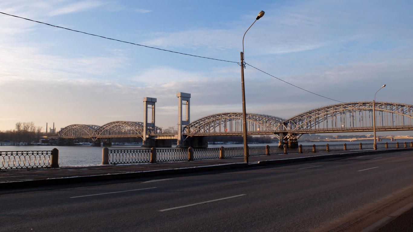 Обои Нева, мост, подвесной мост, extradosed мост, Гирдерский мост в разрешении 1366x768