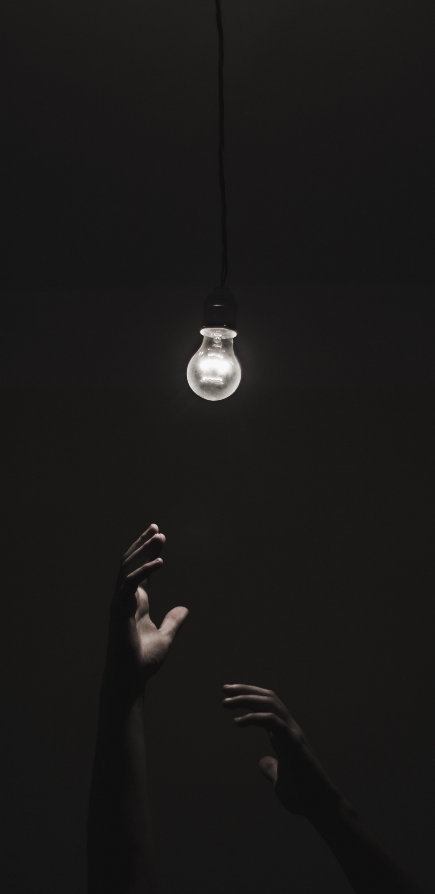 Обои Лампа, Лампа накаливания, черный, темнота, свет в разрешении 1440x2960