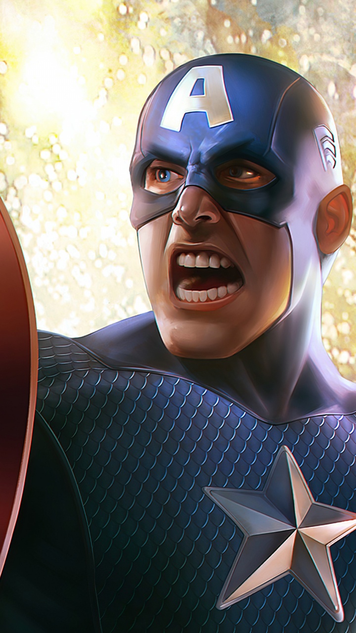 Обои Капитан Америка, арт, супергерой, цифровое искусство, произведение искусства в разрешении 720x1280