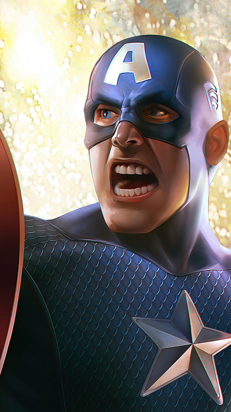 Обои Капитан Америка, арт, супергерой, цифровое искусство, произведение искусства в разрешении 750x1334