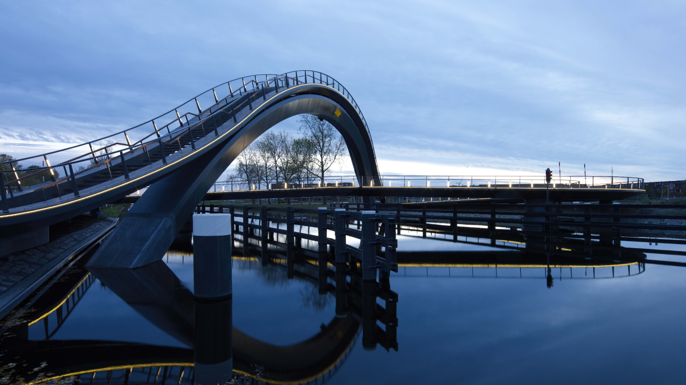 Обои мост, арочный мостик, воздушная линия, связана арочный мост, разводной мост в разрешении 1366x768