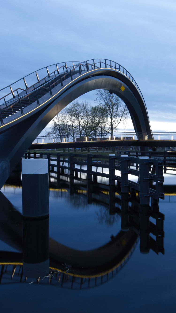 Обои мост, арочный мостик, воздушная линия, связана арочный мост, разводной мост в разрешении 750x1334